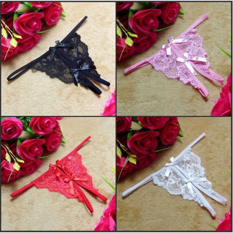 Ye Tingxiang Manufacturer Sexy Lingerie Women's Underwear Lace Transparent Crotch Lace Temptation Three-Point T-Pants Dropshipping