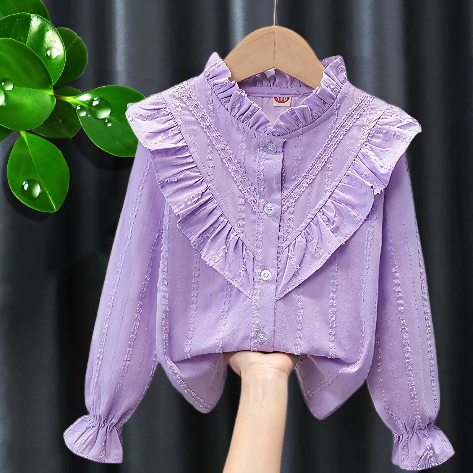 Picture of Children's Shirt White Long Sleeve Spring and Autumn Class Clothing Performance Clothing Lace Girl Student Clothing 2024 New Style Girl's Spring and Autumn