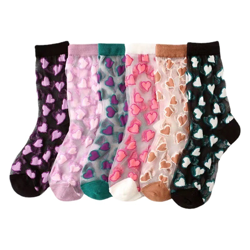 Socks Women's Mid-tube socks summer thin card silk summer breathable ins trendy fashion mid-tube Crystal socks