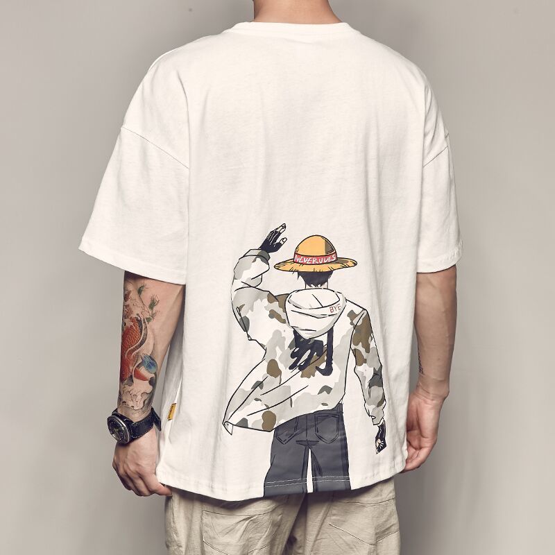 Picture of Men's Japanese Anime Printed Short-sleeved T-shirt Men's Summer New Casual Loose T-shirt Trendy Couple's Round Neck TEE