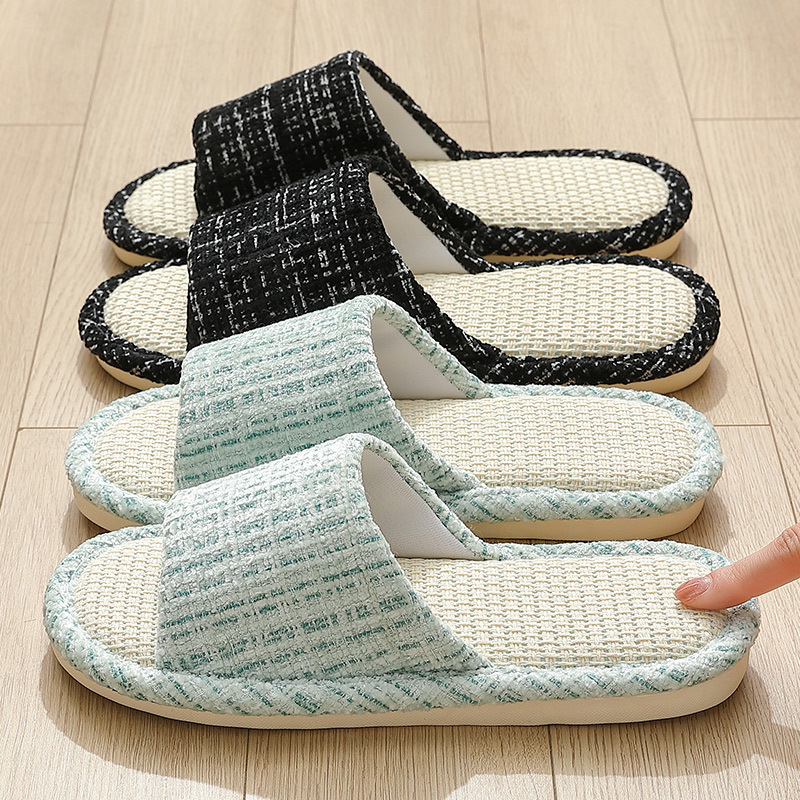 Picture of Women's Linen Slippers Spring and Autumn Home Japanese Silent Breathable Soft Sole Four Seasons Indoor Non-Slip Slippers Women's Wholesale