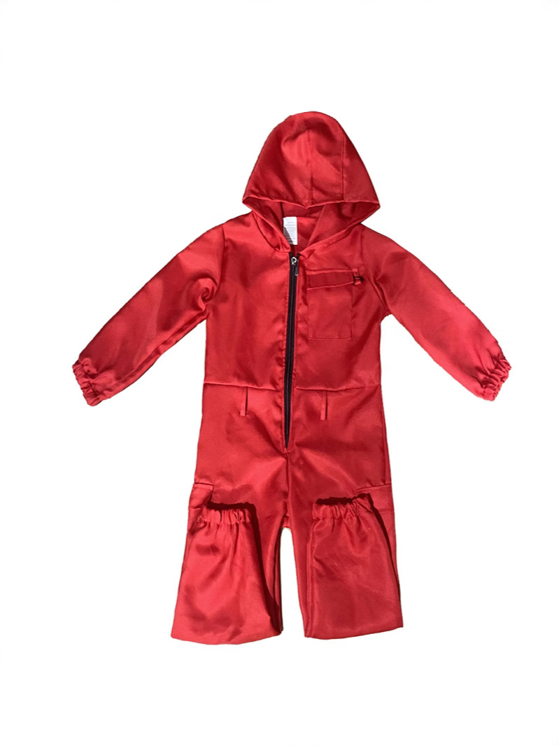Picture of Halloween European and American Red Zipper Jacket Crock Pants suit Casual Jumpsuit Solid Color Work Uniform Performance Clothes