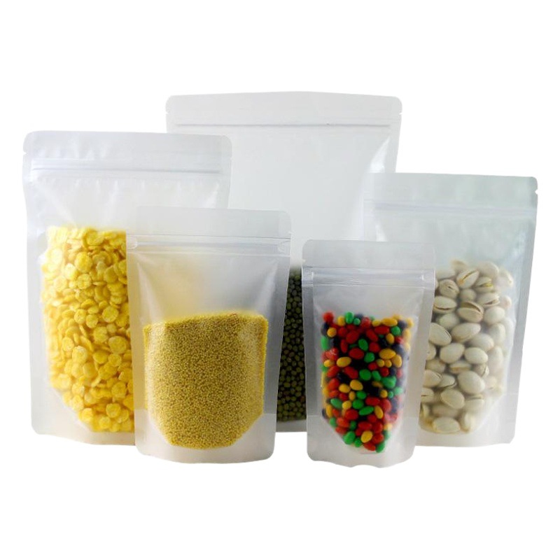 Frosted self-supporting self-sealing bag thickened transparent packaging bag wholesale dried fruit tea food plastic packaging bag sealing bag