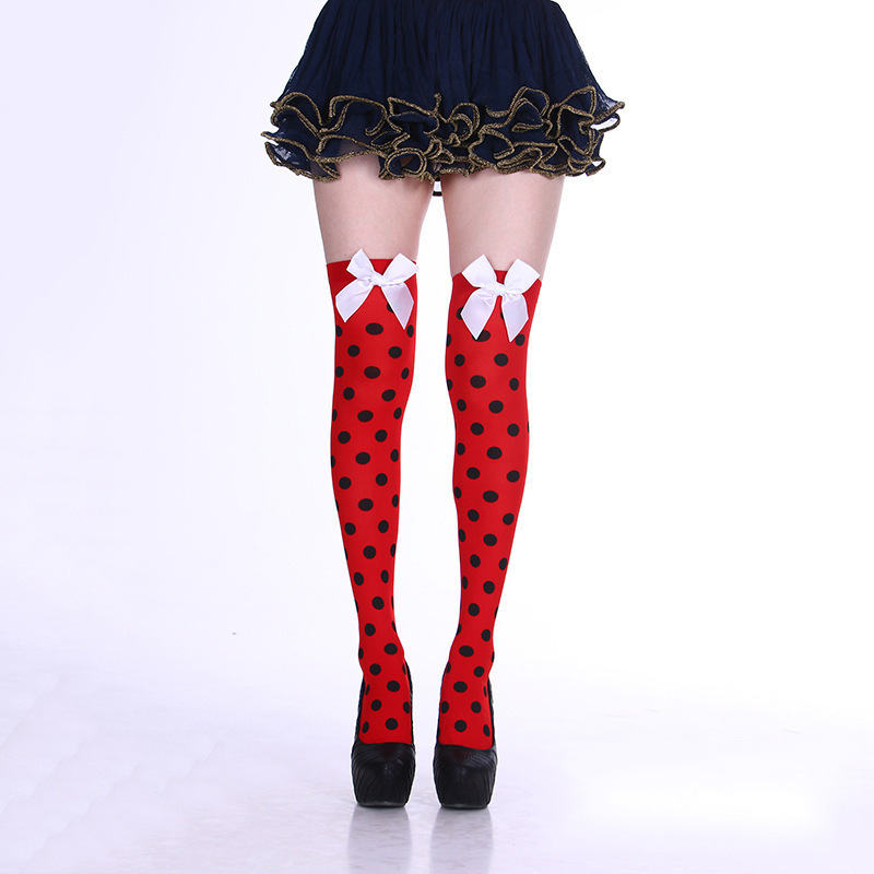 Picture of Cross Cross Cross Stockings Printing Halloween Socks Spider Web Over-the-Knee Socks Black White Lolita Stockings