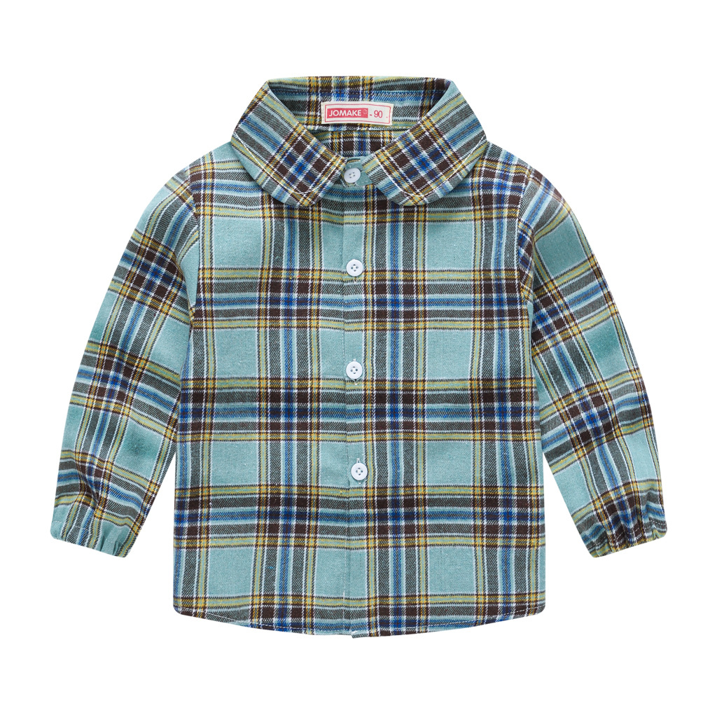 Picture of New children's spring and autumn casual long-sleeved shirt Korean style boys and girls plaid shirt children's trendy brushed shirt