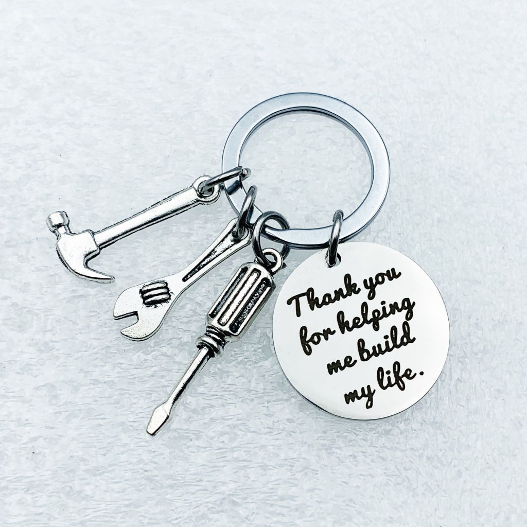 Father's Day gift thank you for help me build my life stainless steel keychain