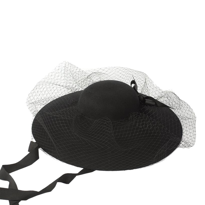 European and American Retro Elegant Mesh Wool Felt Dome Top Hat Fashion Show Concave Veil Top Hat