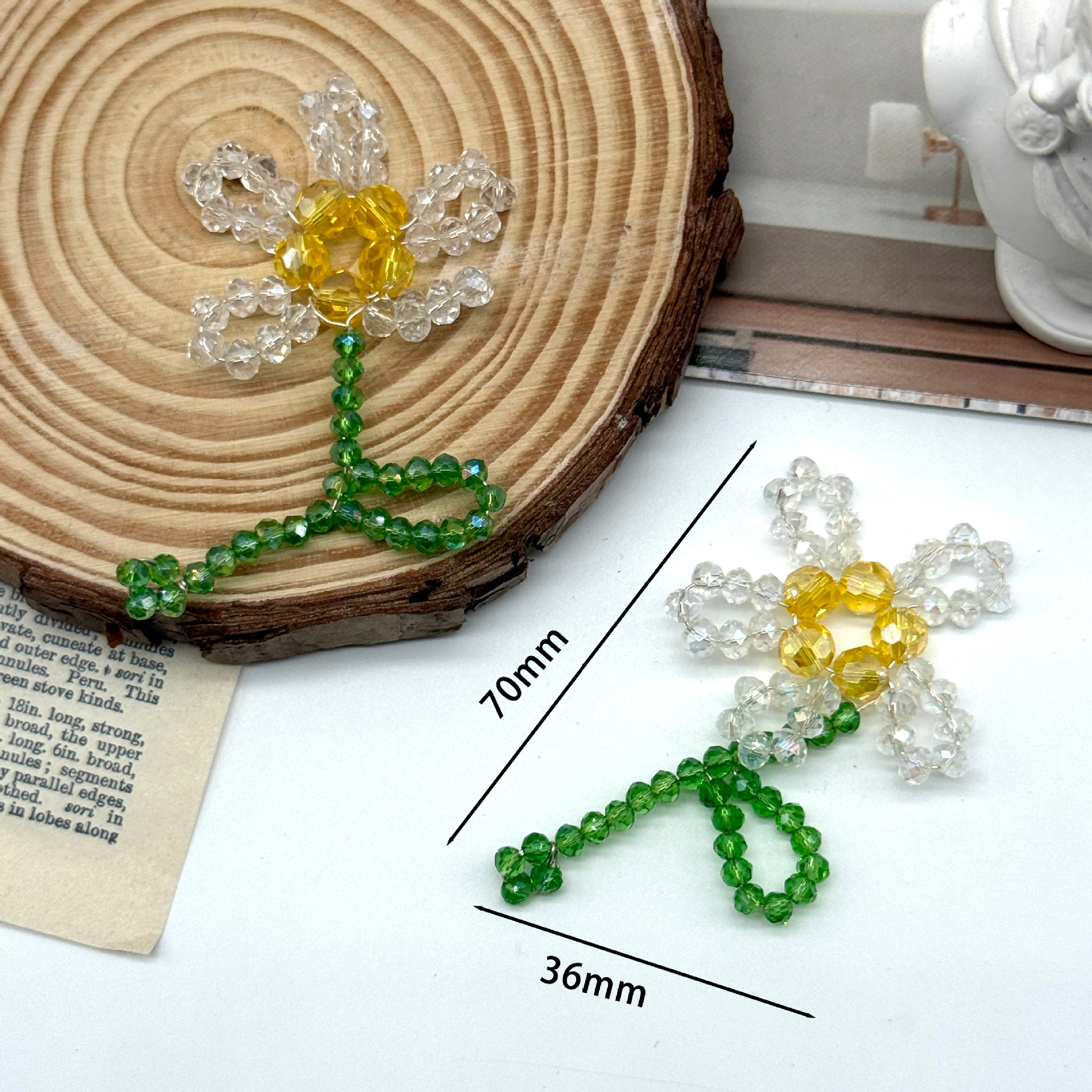Picture of Handmade DIY woven sunflower flower semi-finished earrings, hair accessories, bags, pendants, accessories