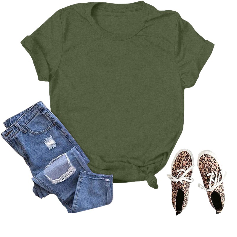Spot wholesale foreign trade cross-border solid color blank loose large size T-shirt short sleeve men and women with Amazon wish