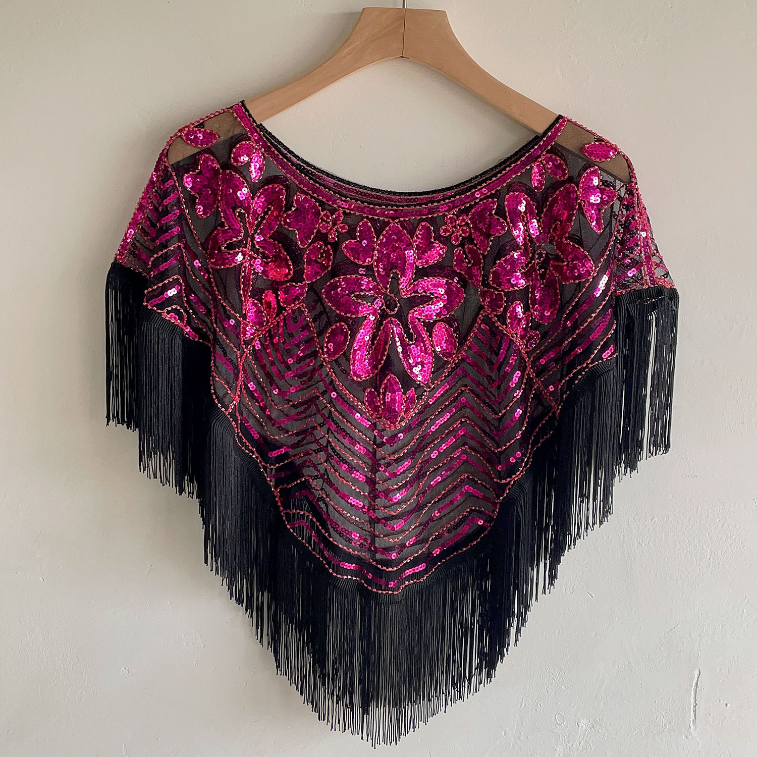 Cross-border European and American new shawl sequined tassel Cape top blouse mesh pullover sun protection embroidered loose outer wear