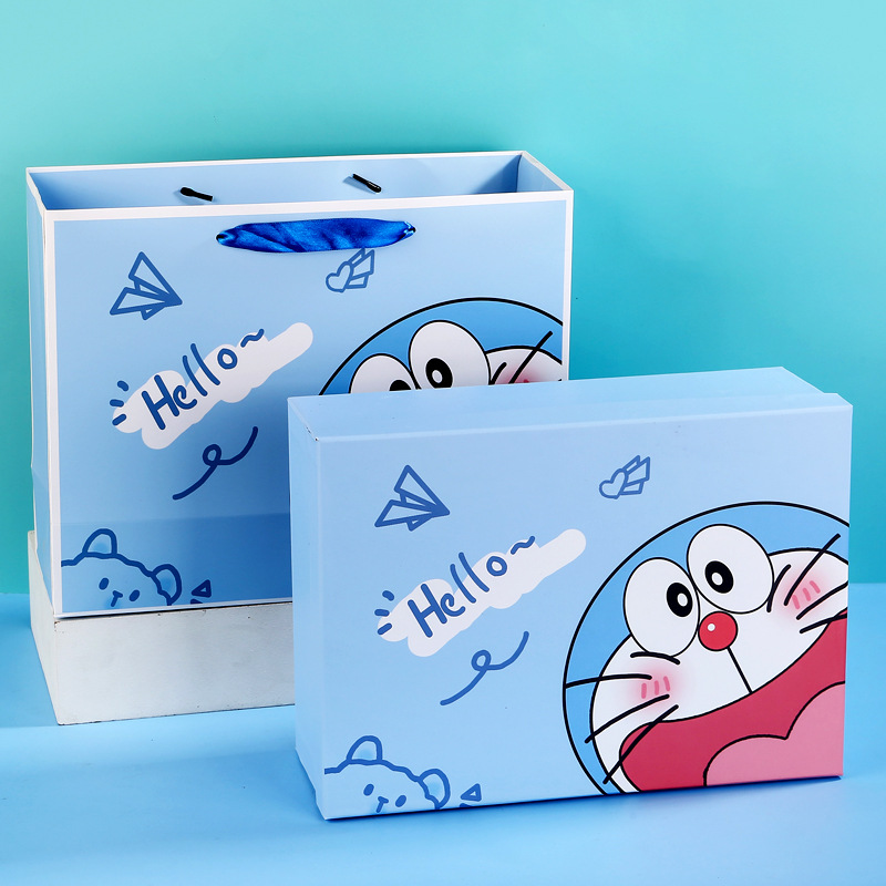 Birthday gift Doraemon cartoon animation gift box large raffia light string empty box wholesale net red