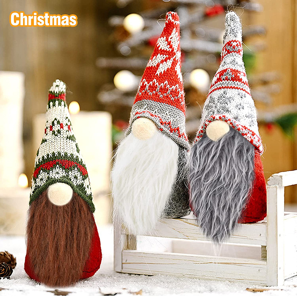 Picture of Dwarf Doll Handmade DIY Materials Amazon Decoration Artificial Fur Beard Wooden Ball Christmas Gnome Pom-Pom