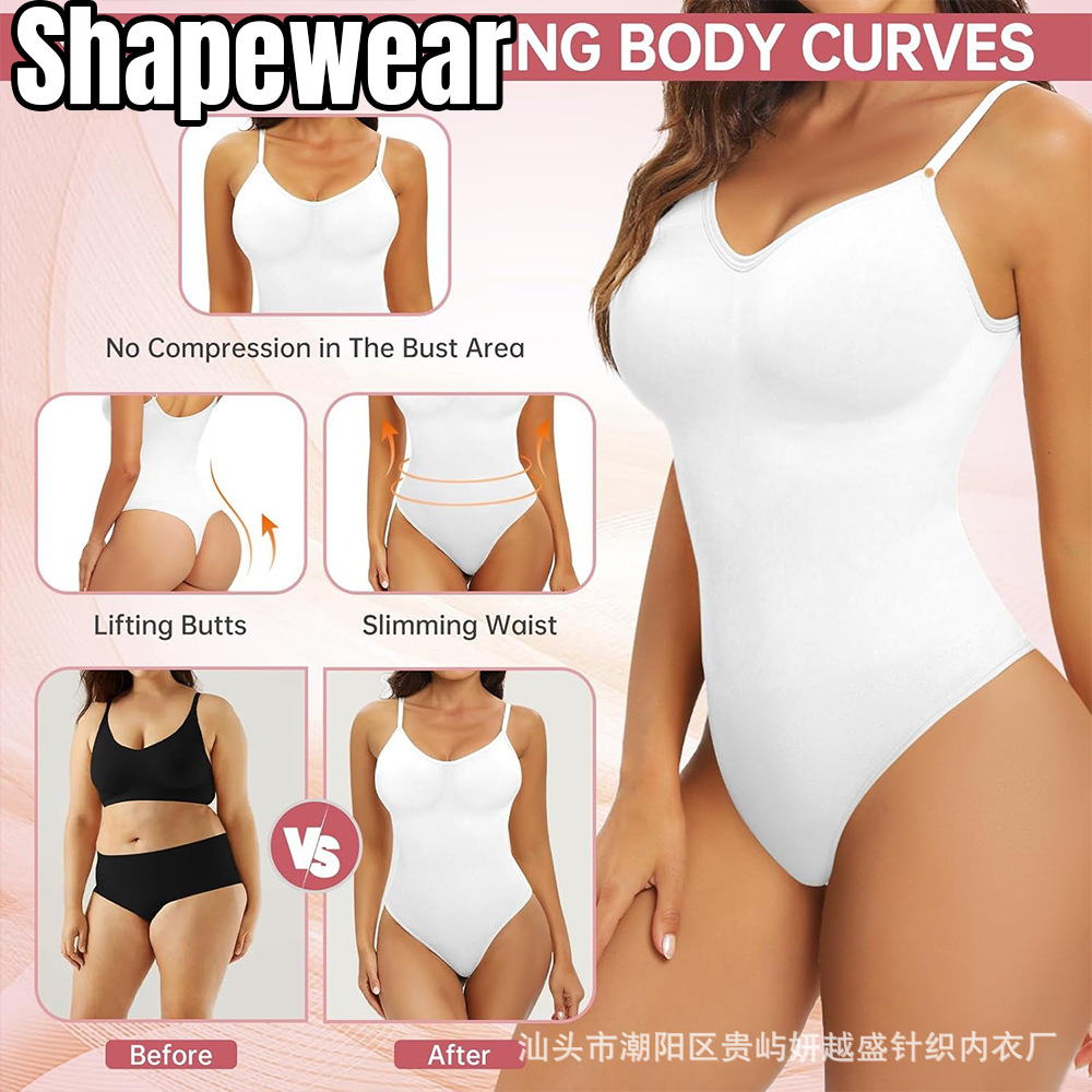 Sexy Lingerie Seamless Spaghetti Strap Vest Yoga Jumpsuit Body Shaping Thong Jumpsuit Corset Style