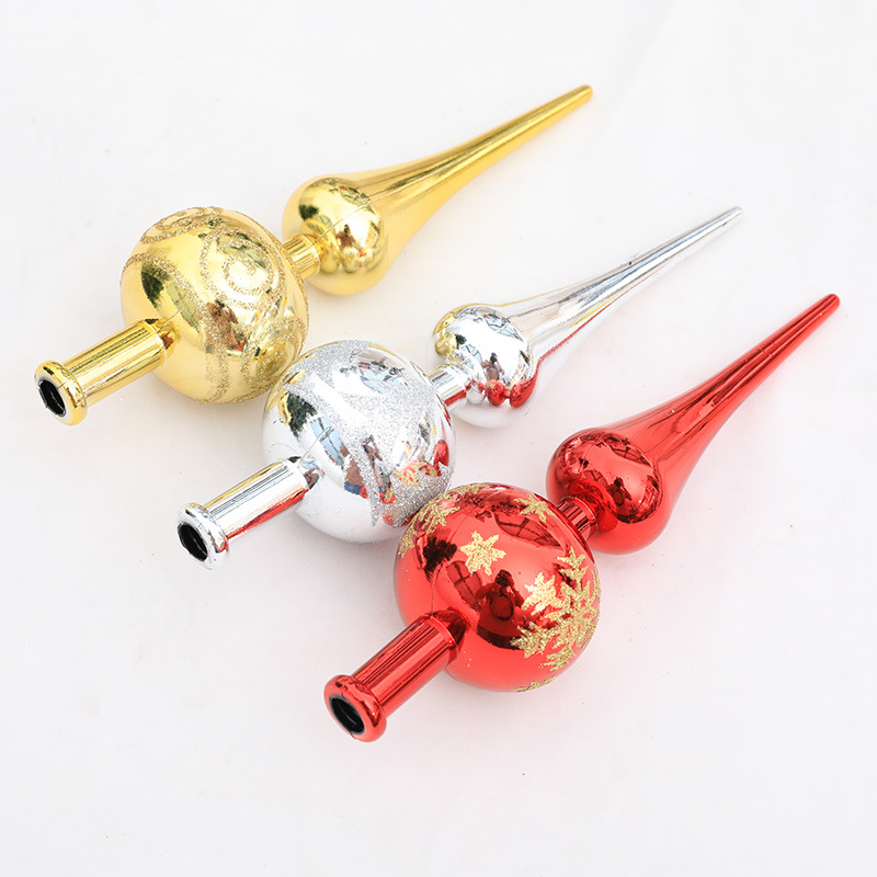 Picture of New gourd tree top star plastic plating painted Christmas tree top decoration props Christmas ball crafts pointed