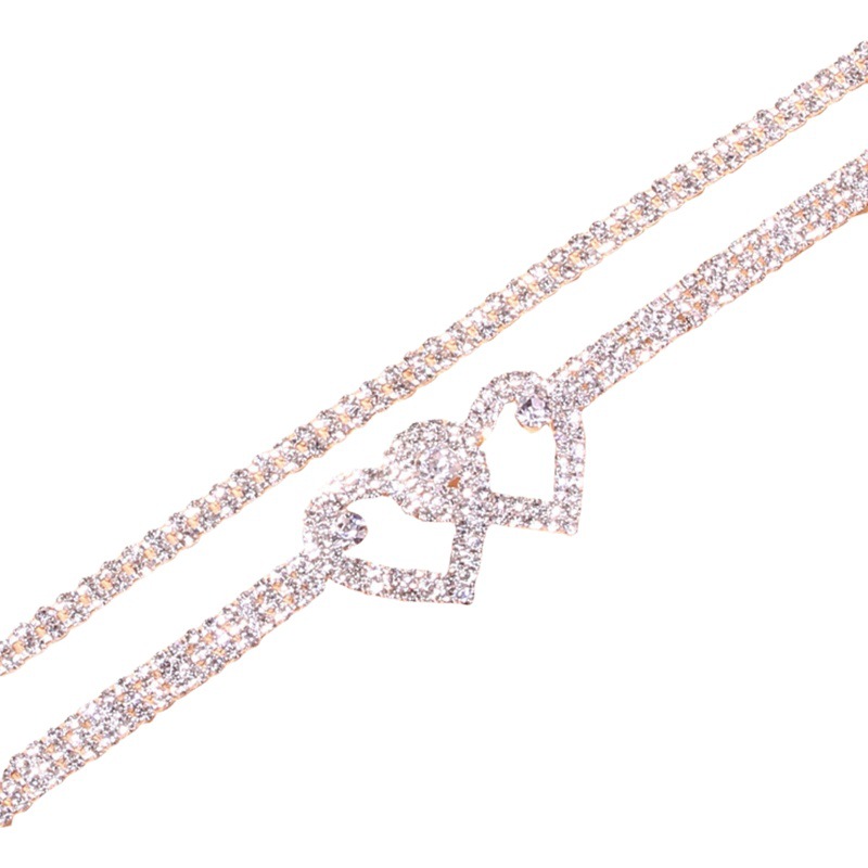 Cross-border explosions personalized fashion love Anklet Europe and the United States full diamond shiny beach Anklet popular accessories Anklet
