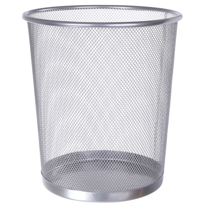 Picture of Metal Mesh Office Round Trash Can Household Wrought Iron Large Trash Basket Kitchen Storage Bucket Wholesale