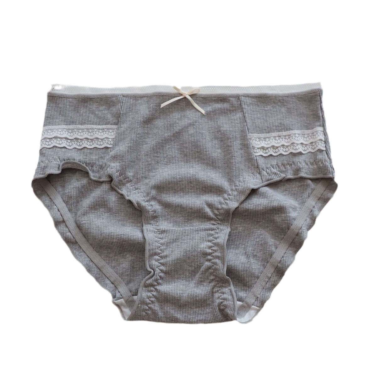 Comfortable autumn and winter artistic elegant plain large mid-waist underwear chic silent style niche design cotton underwear for women