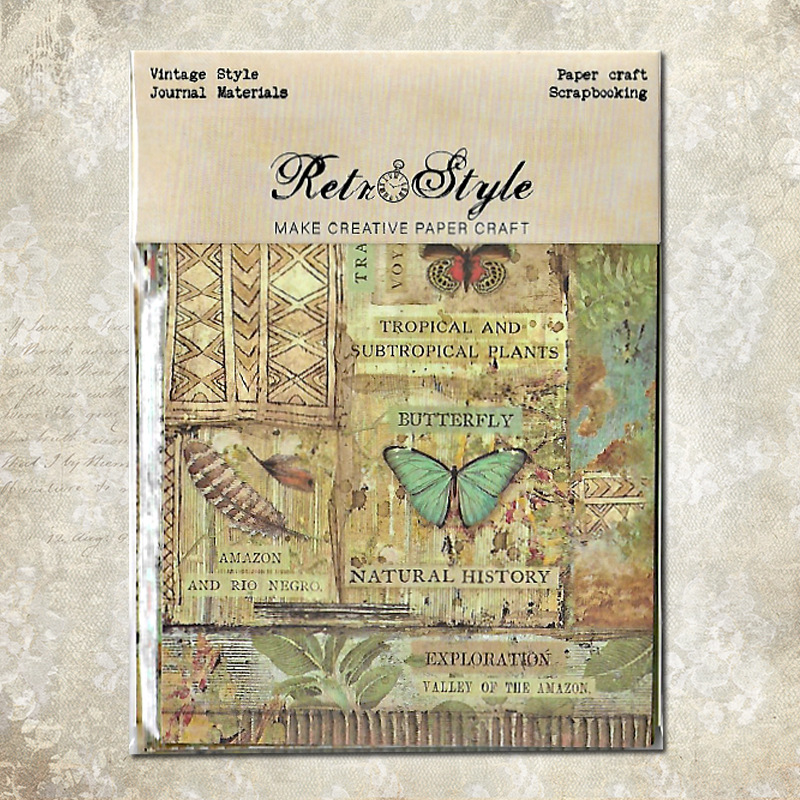 Retro style material paper DIY album scrapbook Journal material paper card material background paper R3517