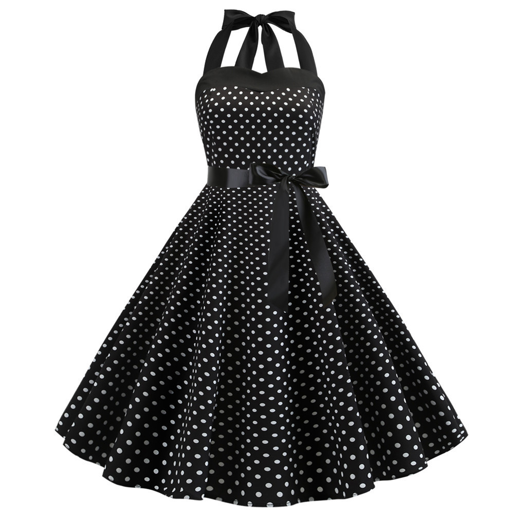 Picture of Foreign Trade Cross-border Women's Summer Dress Strap Wave Dot New Retro Large Dress Amazon Large Size Dress
