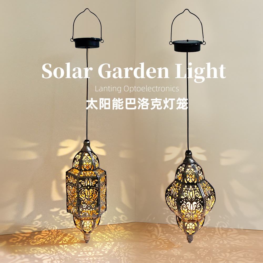 Picture of Cross-border European Iron Lanterns, Solar Lights, Moroccan Hanging Tree Chandeliers, Decorative Atmosphere, Garden Garden Lights, Outdoor