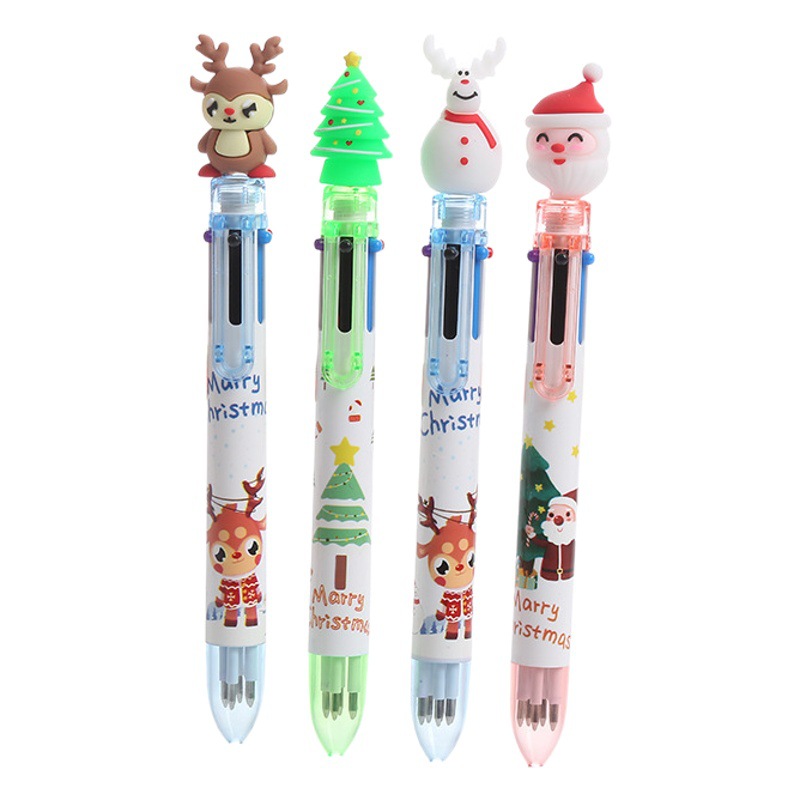 Christmas Gift Gift Gift Santa Claus Christmas Tree Reindeer Shape Cartoon 6 Color Color Press Ballpoint Pen