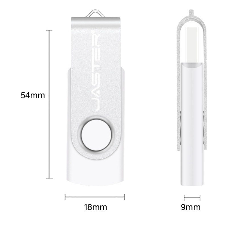 Picture of Plastic color USB flash drive laser diy engraving U disk creative commemorative gift silver clip rotating 64G waterproof U disk