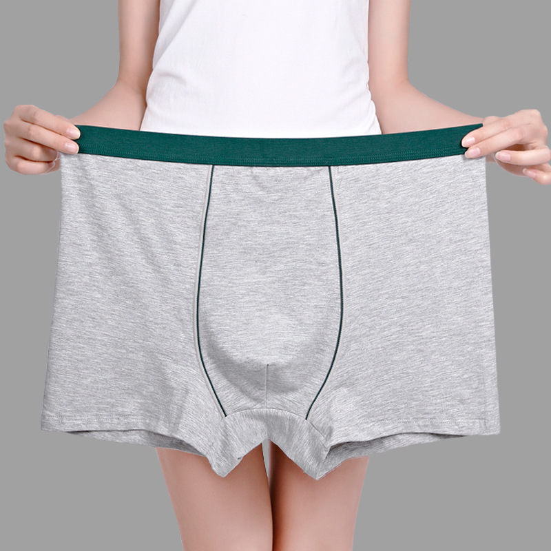 Picture of Men's cotton underwear plus size fat guy boxers breathable 3D seamless sexy youth cotton red boxers