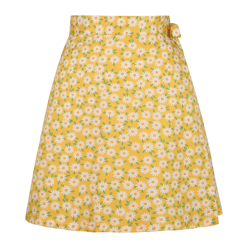 Fresh Beach High Waisted Daisy Short Skirt Geometric Print A- line Waisted Mini Skirt Strap plus size Women's Skirt