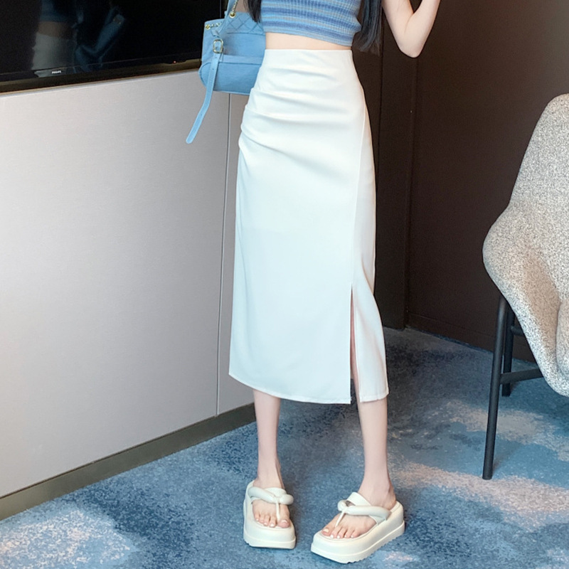 Picture of Irregular Split Pleated Skirt Skirt Spring and Autumn Women's Bag Hip Long Skirt 2024 New High Waist Mid-length A- line Skirt