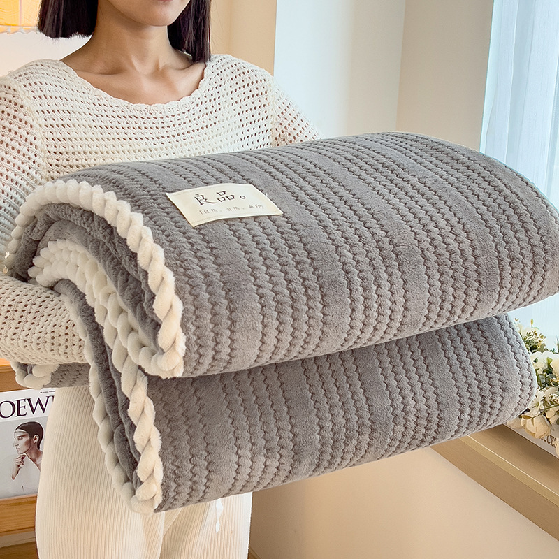 Picture of Cross-border Autumn and Winter Thickened Class A Milk Fleece Jacquard Blanket Office Nap Blanket Coral Fleece Cover Blanket Sofa Blanket