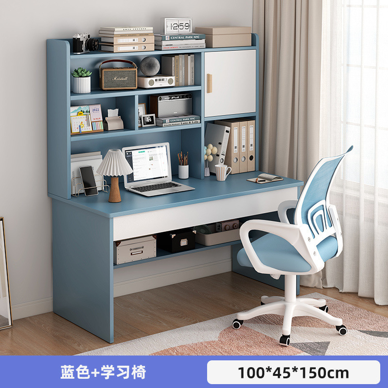 Picture of Student home study desk, children's desk, bookshelf combination table and chair set, simple bedroom, children's writing desk
