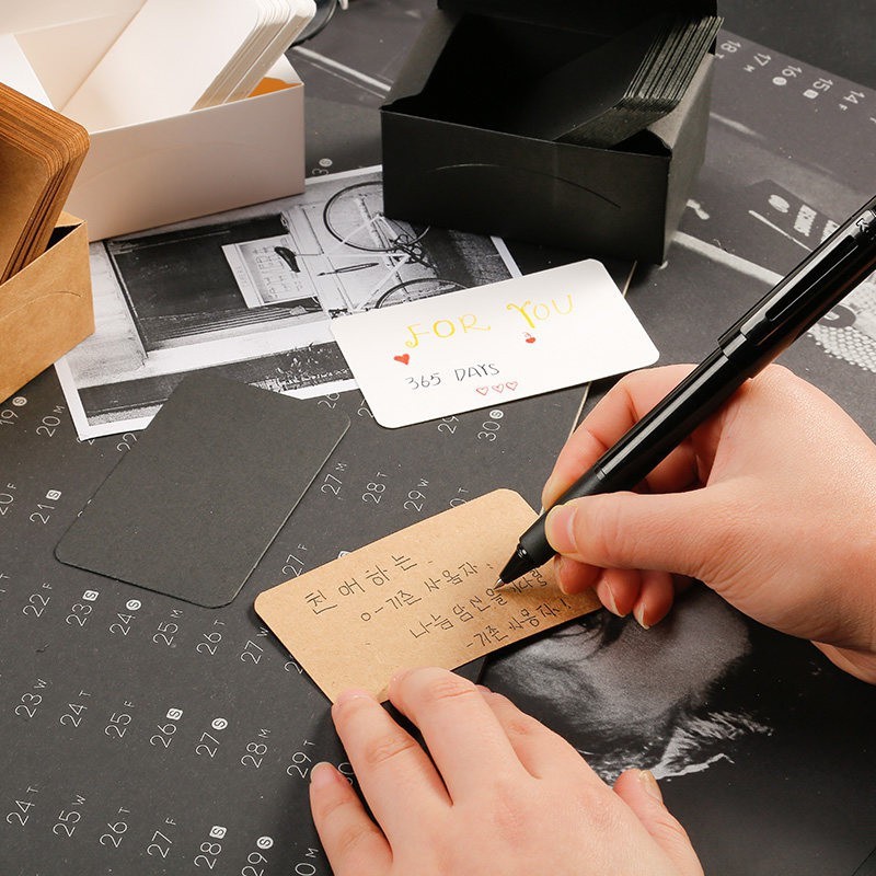 Picture of 100 sheets/box Kraft paper blank rounded corner boxed diy graffiti postcard word card message card DIY card
