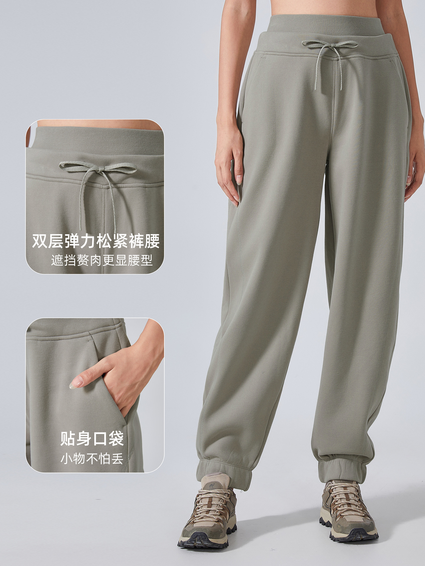 Casual Sweatpants for Women in Autumn and Winter New Style Loose Leg-Tie Thickeneded Versatile Pants High-Waist Slim Sports Pants Daw154
