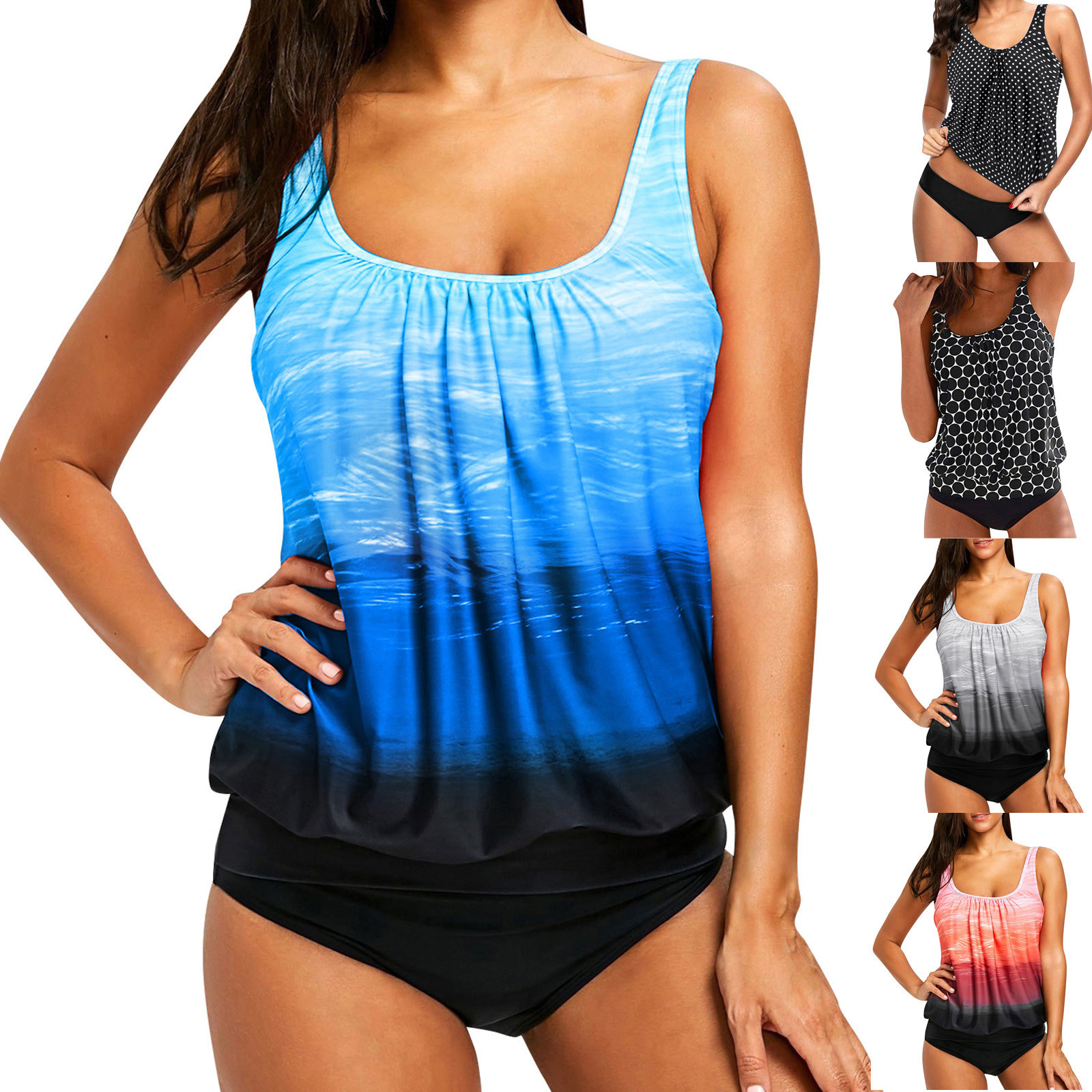 2023 Amazon New European and American Swimming Pool Sexy Printed Racer Vest Split Large Size Swimsuit Swimsuit