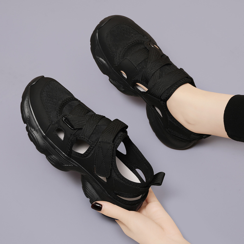 Sports Sandals for Women 2025 Summer New K-Style Ins Popular Thick-Soled White Shoes Cut Out Toe Women's Shoes Trbottomy