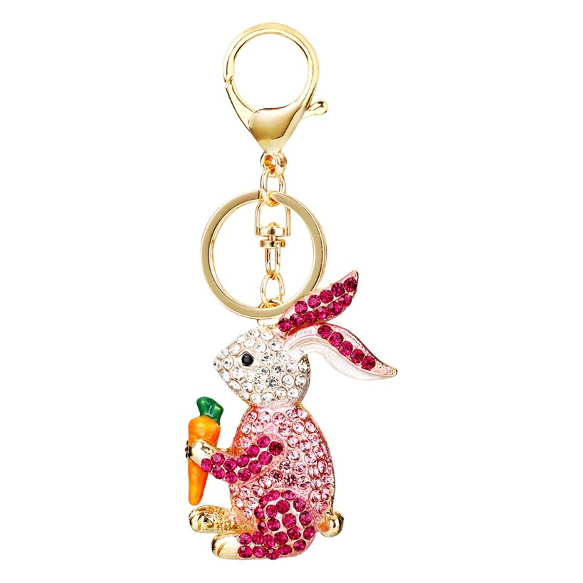 Lucky Creative Diamond Radish Rabbit Keychain Cute Bag Car Pendant Pendant Alloy Key Chain Jewelry