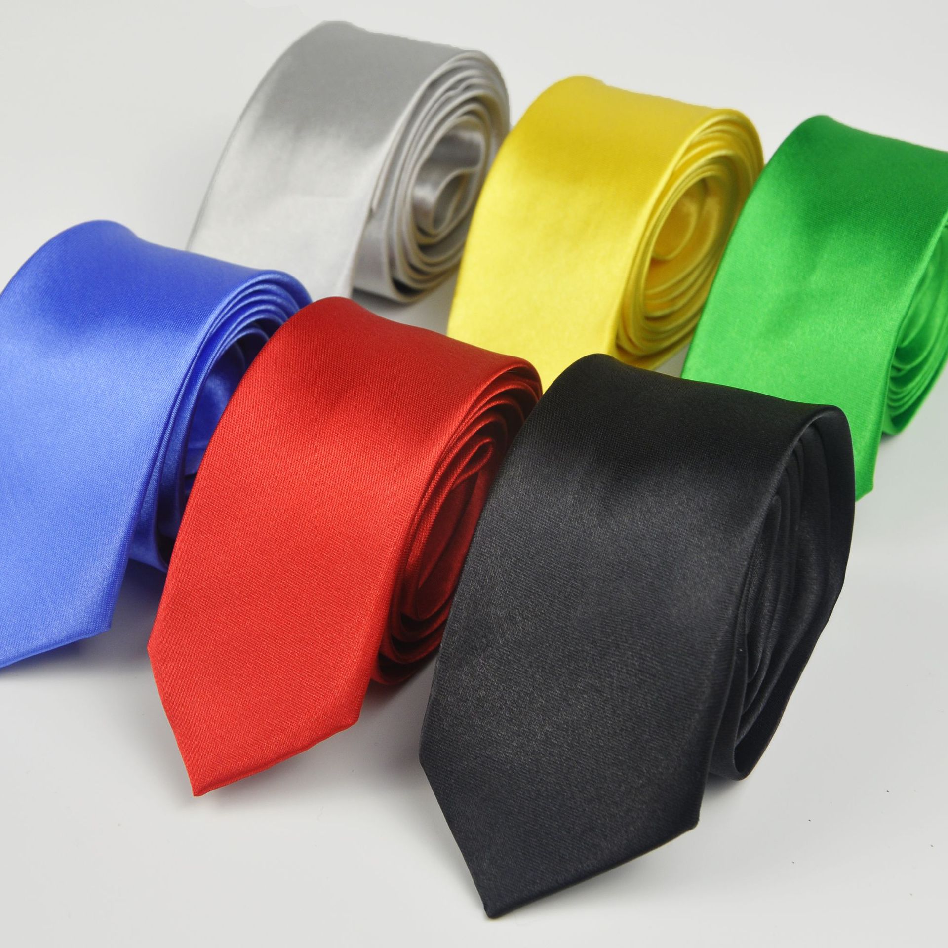 Picture of Solid color tie men's casual 5cm Korean style artificial silk narrow tie for workplace wedding business administrative wholesale