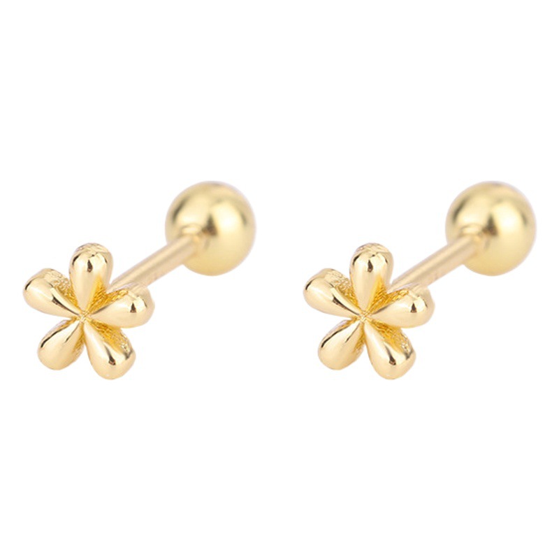925 silver screw buckle Mini small flower earrings female ear hole earrings niche high-end earrings wholesale