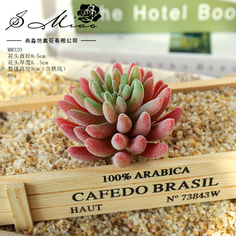Picture of 006 Flocked Red Series Succulents Creative DIY Supplies Accessories Factory Direct Supply Wholesale Artificial Green