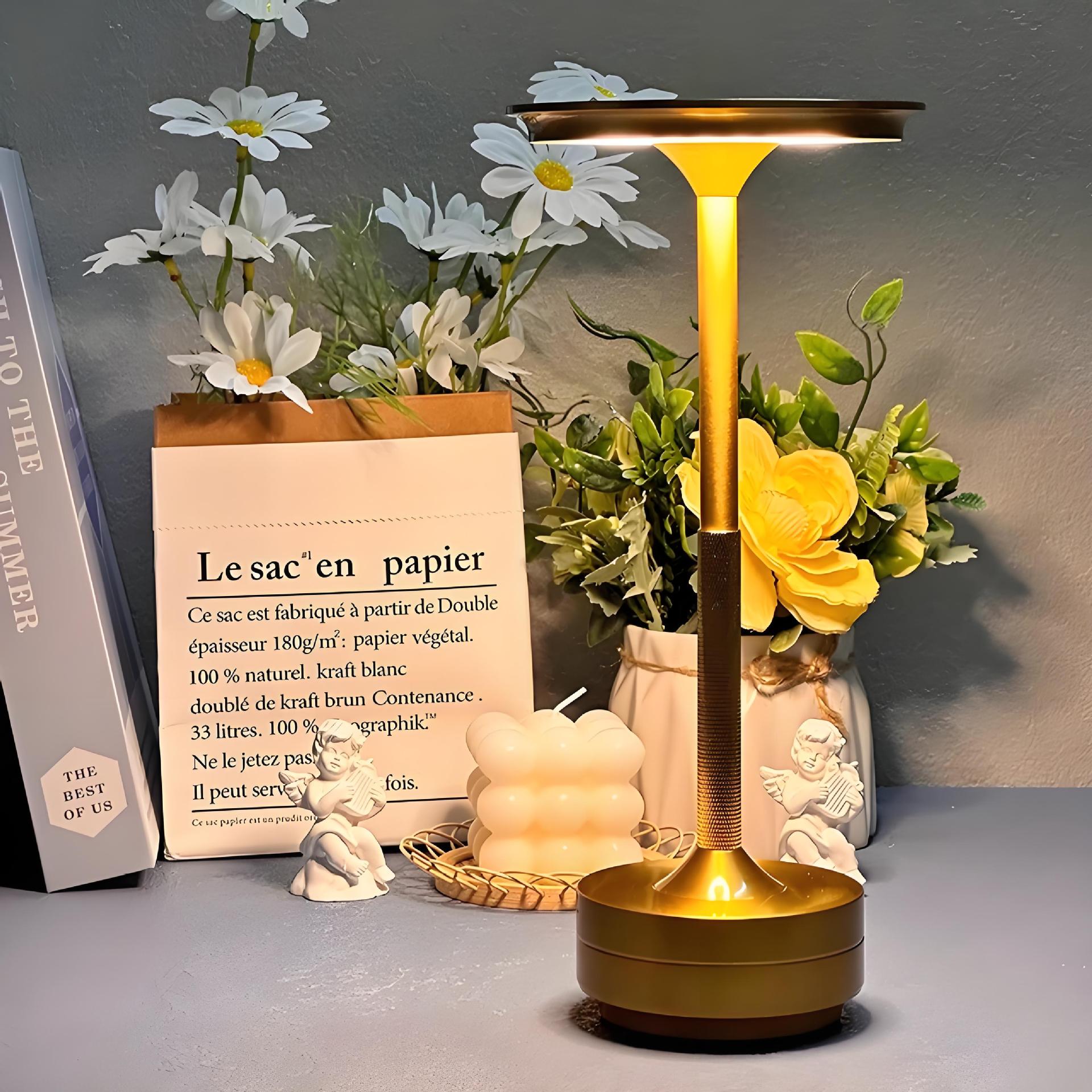 Ufo-Shaped Rechargeable Led Touch Decorative Table Lamp for Hotel Guest Room, Restaurant, Bedside Ambiance, Best-Selling Cross-Border Touch