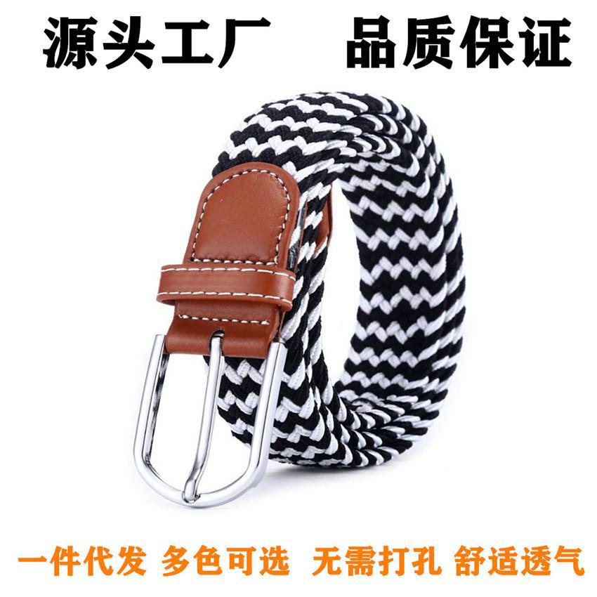 Popular men's woven belt Women's canvas elastic belt elastic pin buckle casual all-match Belt strength wholesale