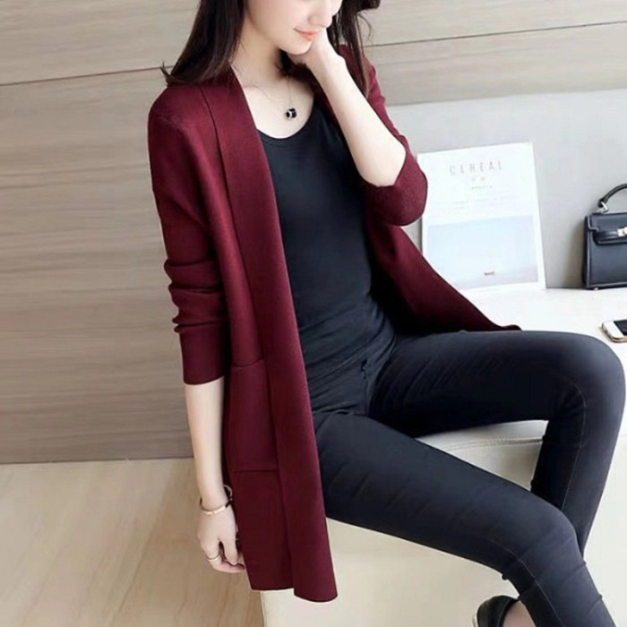 Picture of Mid-length sweater coat women's sweater cardigan 2023 Spring and Autumn new women's Korean style loose solid color top fashion