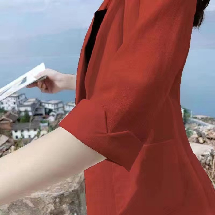 Picture of Linen Small Suit Women's Jacket Thin 2024 Summer Suit Korean Style Sun Protection Clothing Casual British Style Women's White Black