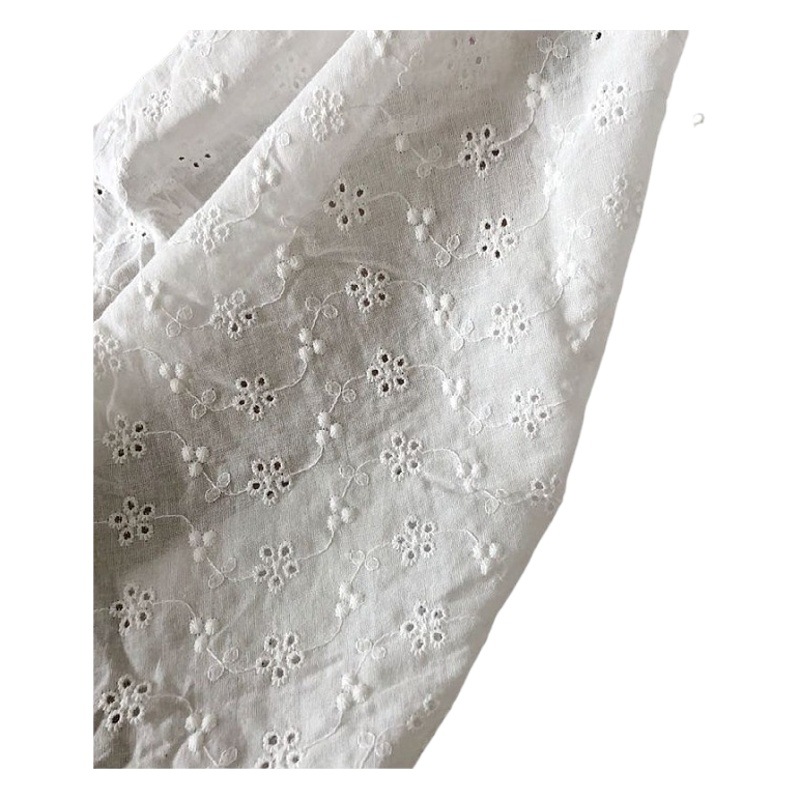Cotton Embroidered Fabric, Cotton Perforated Embroidered Fabric, Cotton Embroidery, Combed 9088 Cotton Embroidered Lace Fabric