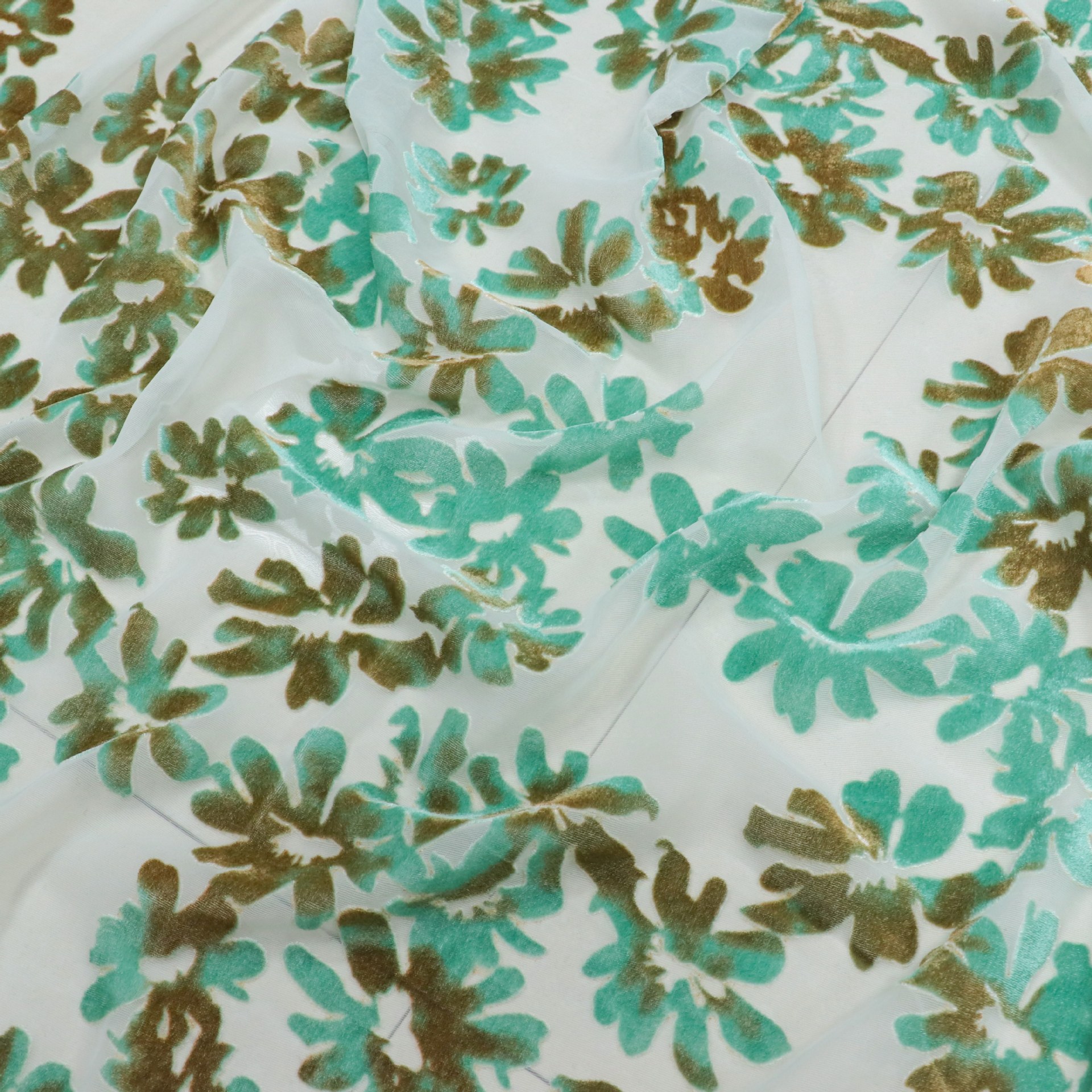 Picture of Factory wholesale woven velvet brocade viscose printed rotten flower burnt velvet fabric nightdress dress cheongsam