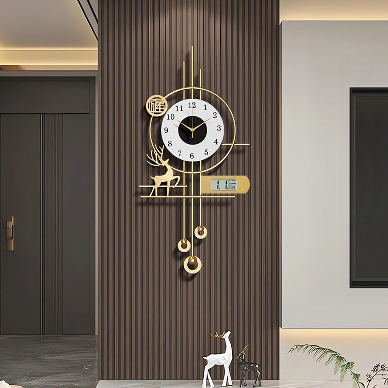 Calendar Wall Clock 2025 New Creative Living Room Fashion Wall-Hanging Light Luxury Home Watch Simple Modern Quiet Clock