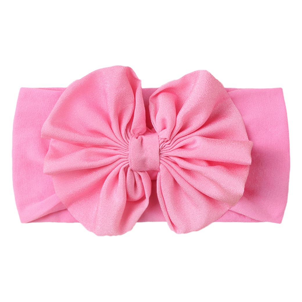 New Children's Hair Band baby Soft Wide Edge Nylon Solid Color Bow Hair Band Hair Accessories baby turban
