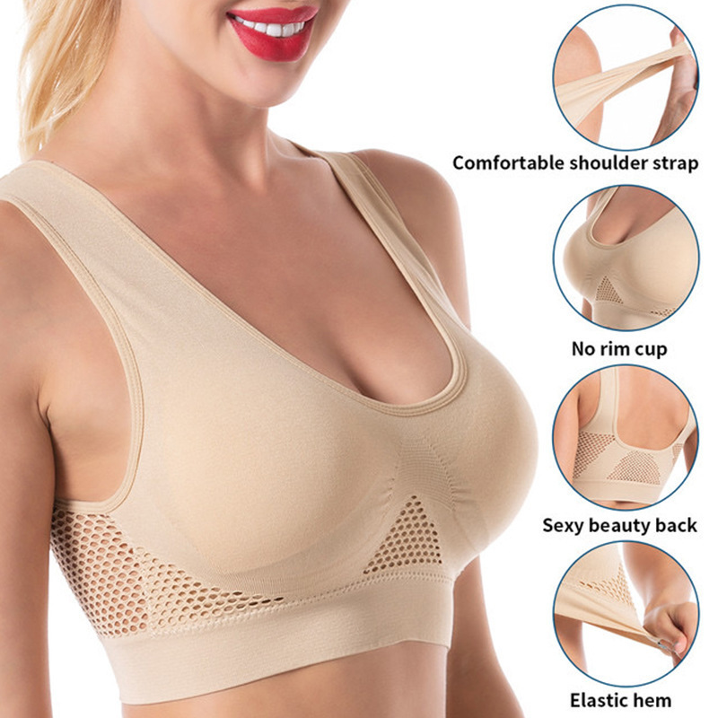 Cross-Border Exclusive Supply of Xiyin Temu Cross-Border E-Commerce Sports Bra Mesh Cut Out Breathable Hole Sports Bra for Women