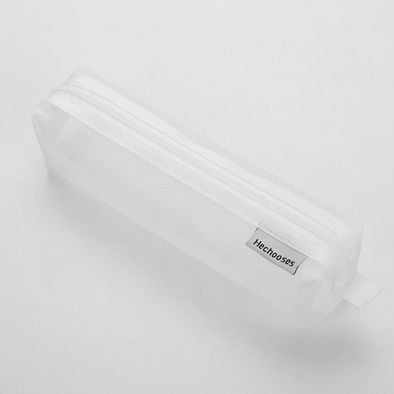 Picture of Thickened square simple transparent mesh pencil case large capacity pencil case student examination stationery bag storage box wholesale