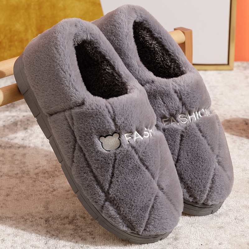 Picture of Fashion New Cotton Slippers Men's Autumn and Winter Bag Heel Indoor Household Thick-soled Warm Home Non-slip Mao Mao Cotton Shoes Women